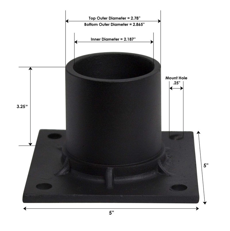 Solus S347-BK Pier Mount Adapter for 3'' Diameter Stub Post, Powder Coated & Non-Corrosive Aluminum, Easy Installation, Mounting Hardware Included, Black - Image 4